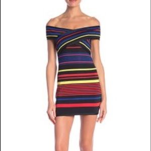 NWT wow couture striped bandage dress